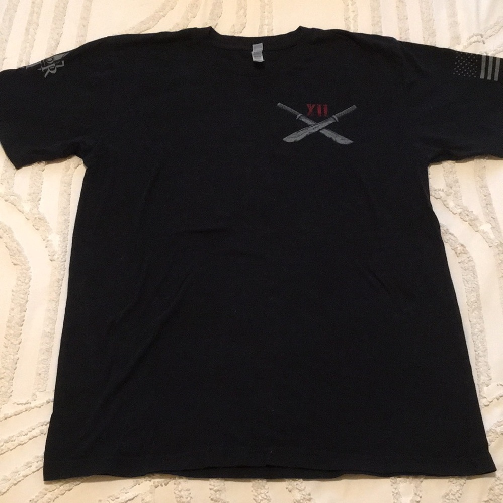 Men's Black Graphic Tee with Crossed Design